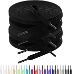 2 paires de lacets plats pour baskets, lacets de 5/16" de large en 28 couleurs, plusieurs longueurs