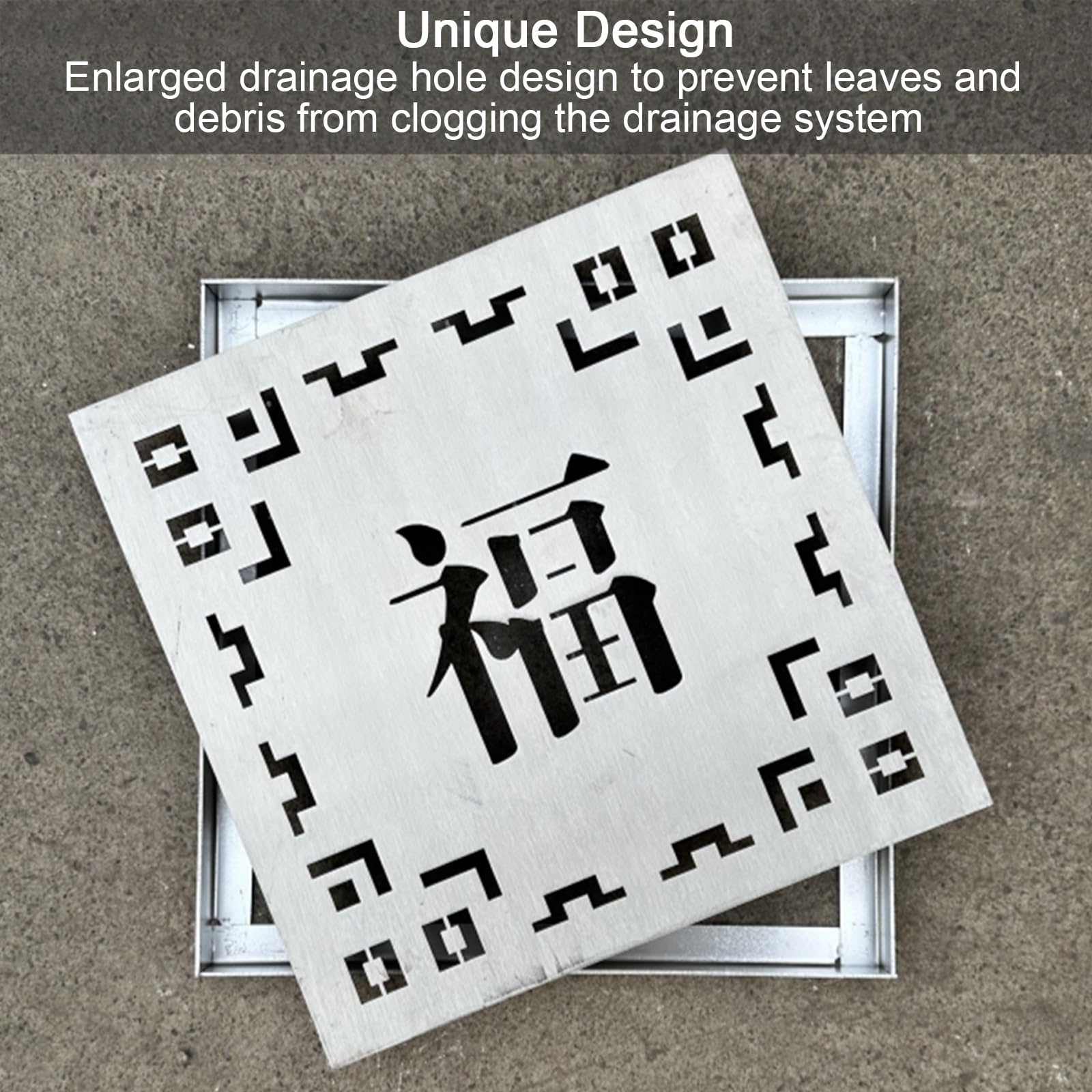 Rejilla Desague Terraza, Canaleta Desagues con Rejillas, Diseño de Acero Inoxidable Engrosado, Adecuado para Patios, Estacionamientos, Carreteras(35x35x3cm/14x14x1.2in)