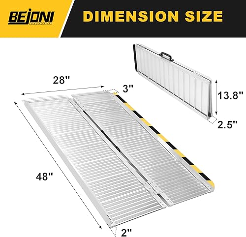 Miniatura 38 de BEJONI Rampa portátil plegable para silla de ruedas de 5 pies, rampa de umbral de aluminio antideslizante para escalones y puertas del hogar, rampa
