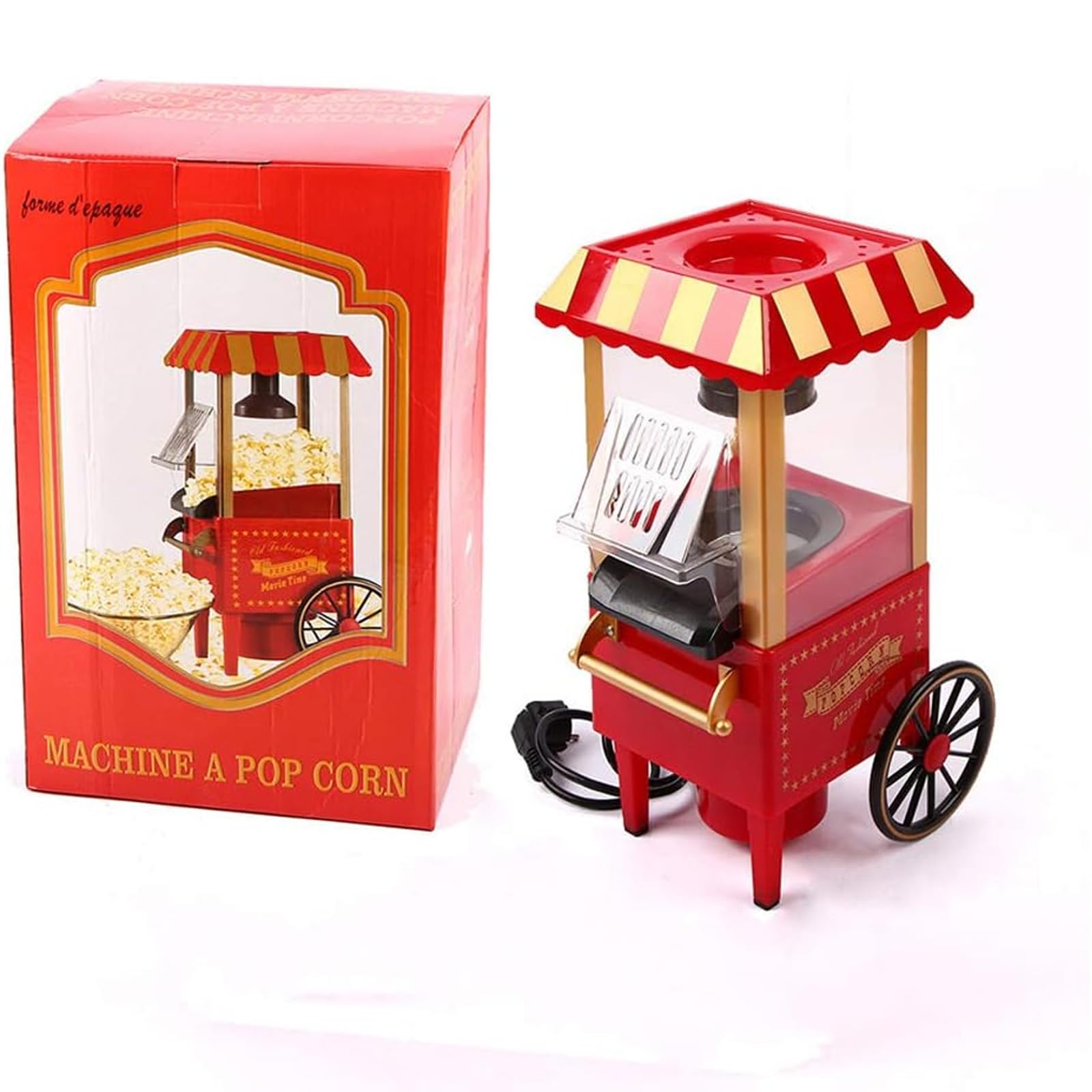 Macchina Elettrica per Popcorn, Design retrò Rosso, Senza Grassi per La Casa, Feste, Cinema, Bambini, Amici, Regali Creativi per La Famiglia