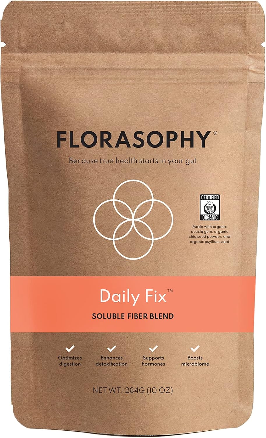 Daily Fix Organic Soluble Fiber Supplement for Digestive Gut Health, Gluten Free Vegan Soluble Prebiotic Powder, One Month Supply