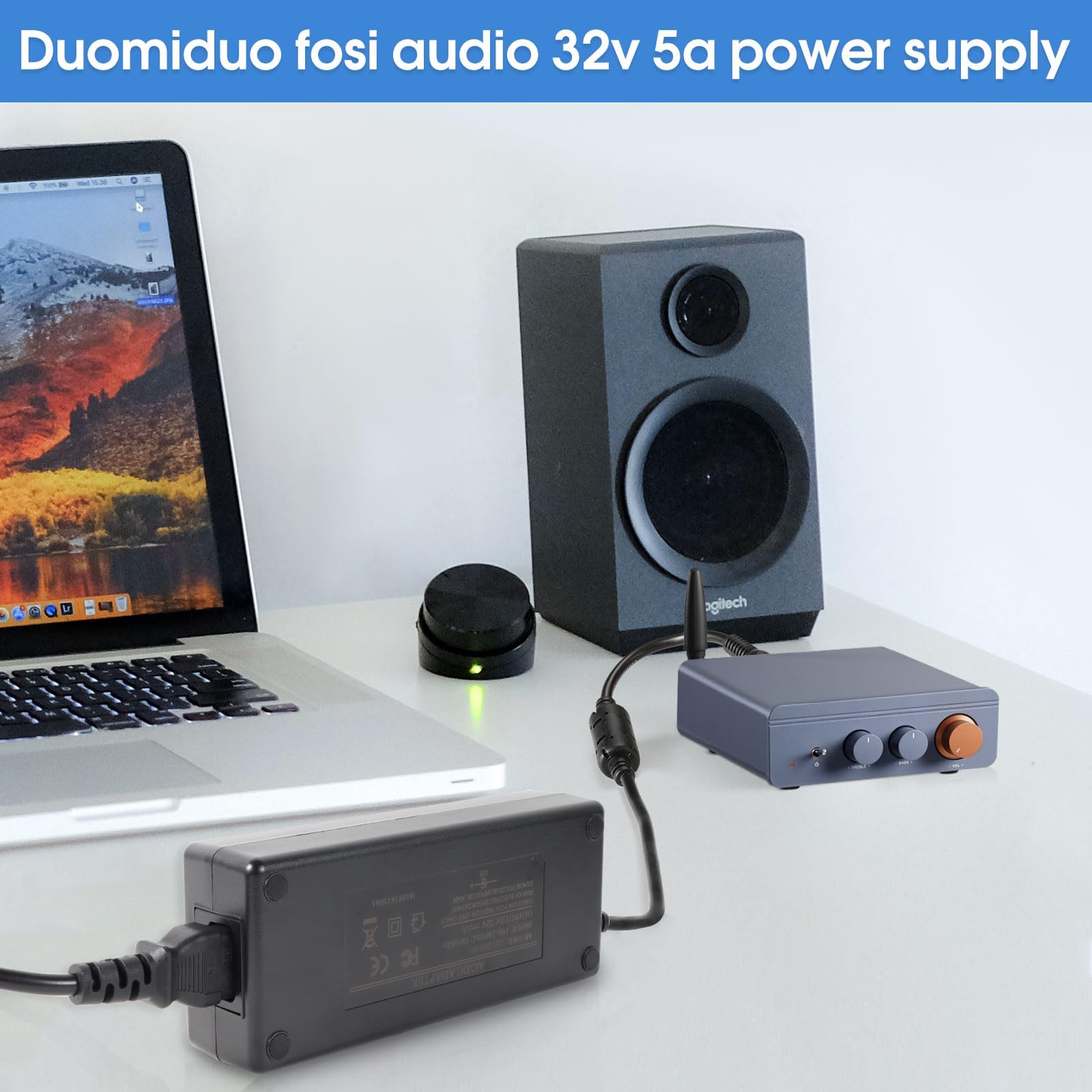 32V 5A adaptador de alimentación, 32V 5A fuente de alimentación para el hogar audio Bluetooth estéreo 2 canales 2.1CH receptor amplificador Mini Hi-Fi clase D amplificador integrado.