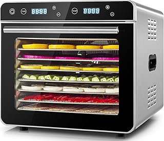 Kwasyo Deshydrateur Alimentaire Avec 8 Plateaux Inox, 700W, Minuteur 24H, 30 à 85°C, Calme Food Dehydrator pour Fruits, Légumes, Viande, Poisson, Herbes et Champignons, Recettes en Anglais, Sans BPA