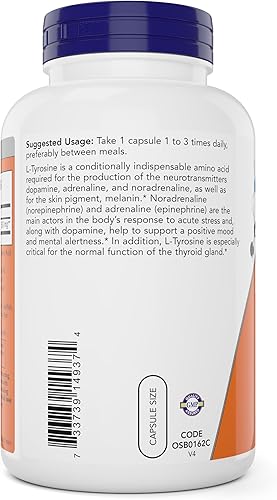 Miniatura 3 de Now L-Tirosina 500 mg, 300 cápsulas