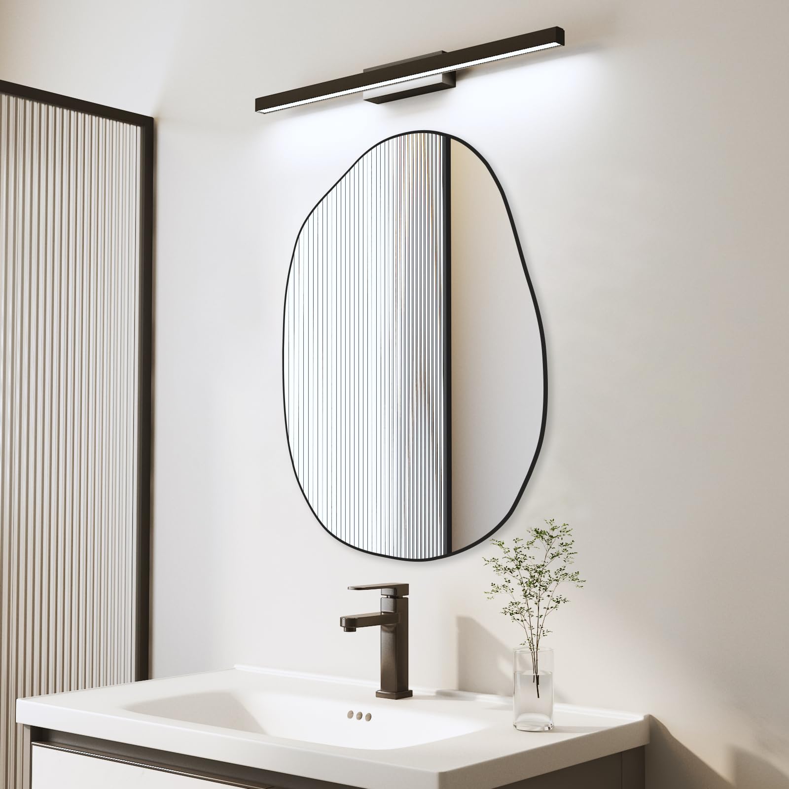 Specchio Asimmetrico da Parete Irregolare - Unico Cosmetico, Grande e Decorativo per Soggiorno, Bagno, Camera da Letto - 85 x 52 cm