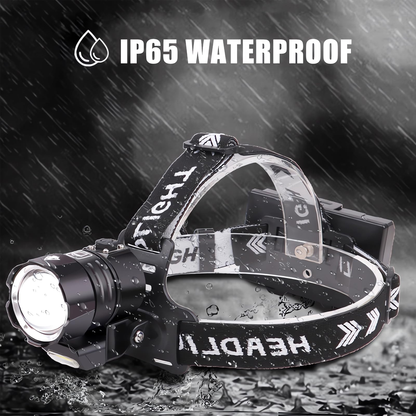 XLENTGEN Torcia Frontale LED XHP90 + COB, 20000 Lumens Lampade da testa Ricaricabile con 4 Modalità, Lampada Frontale Impermeabile Zoomabile per Campeggio, Lettura, Emergenza