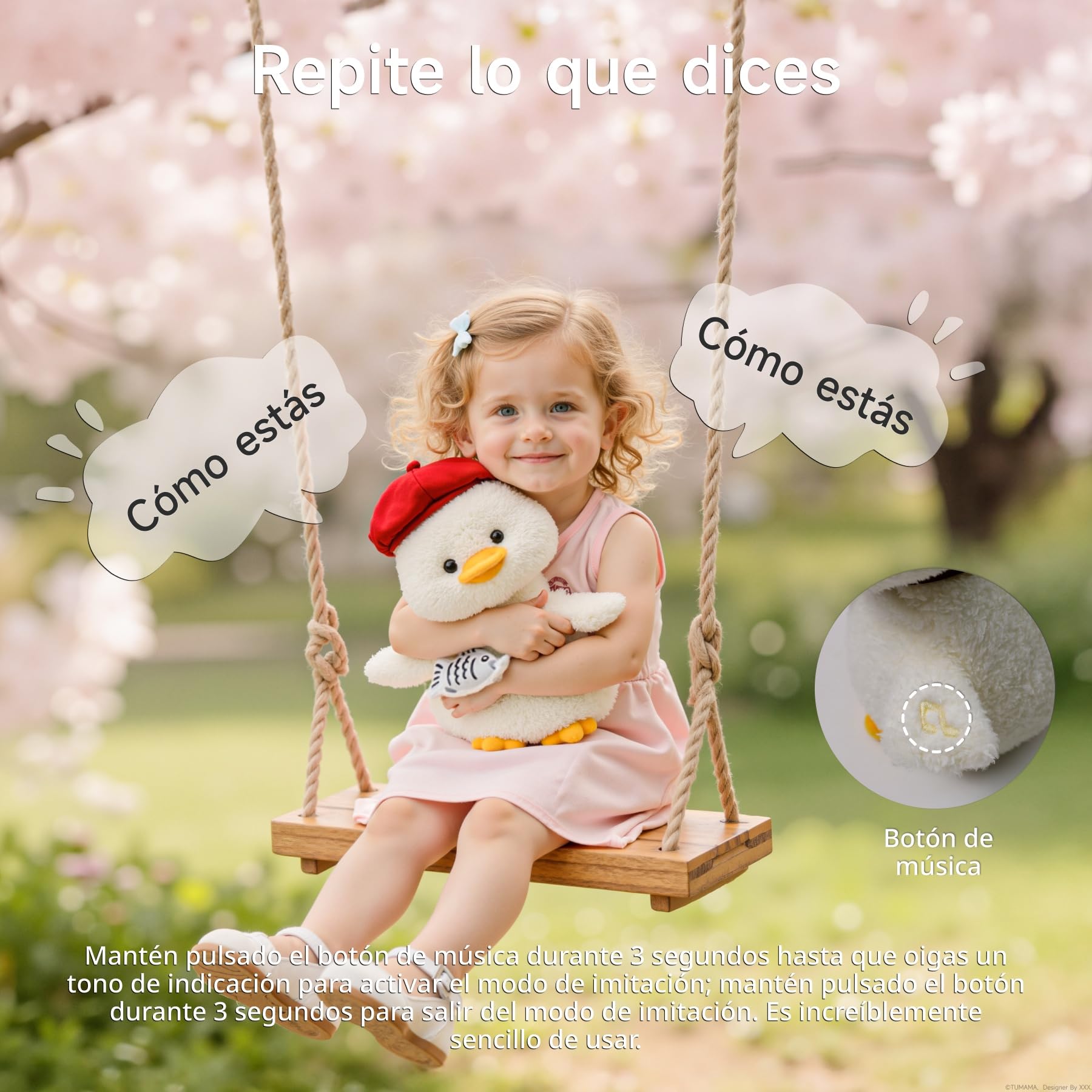 Pato Peluche Interactivo con Música, Voz y Movimiento Cabeza