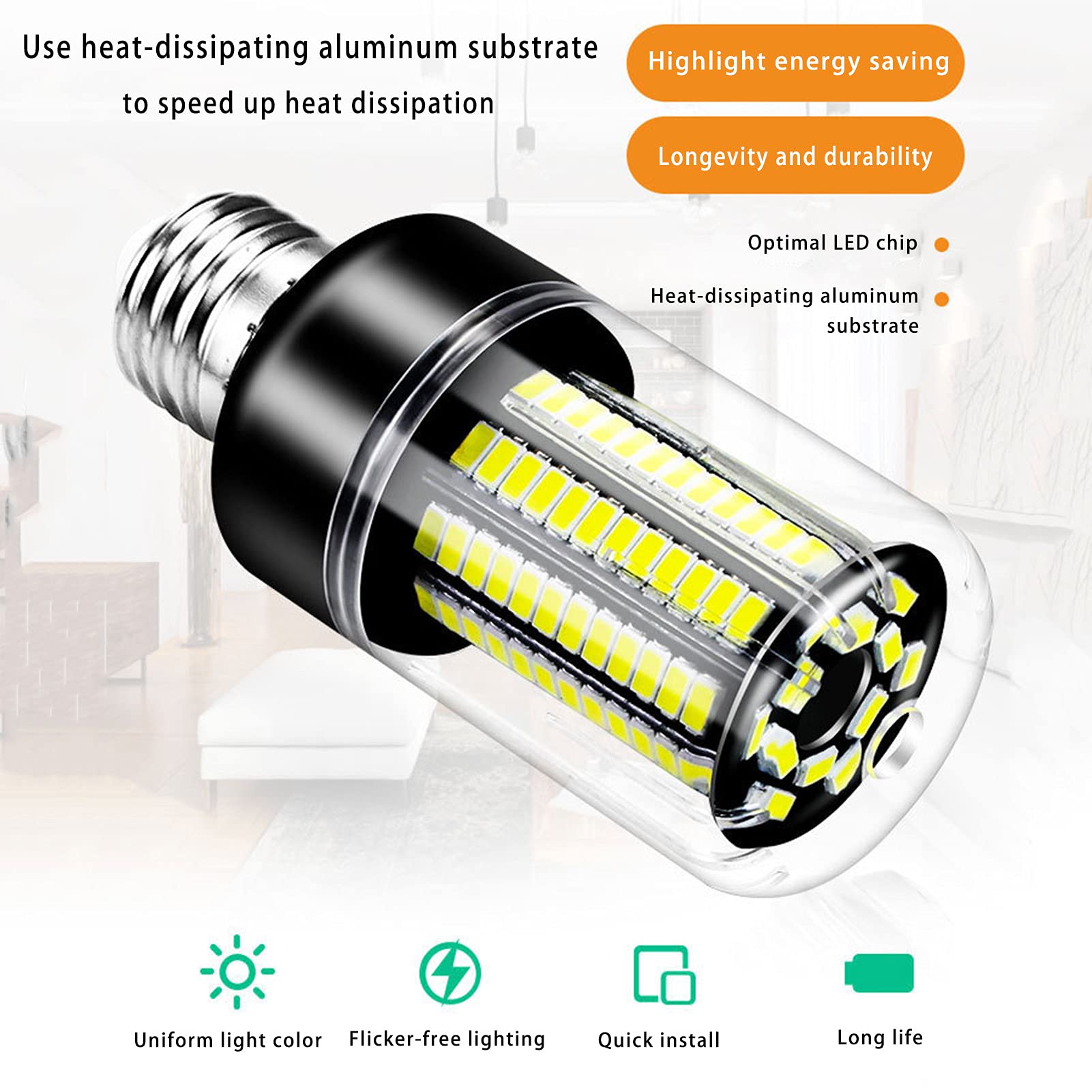 Bombilla LED E27 15 W, equivalente a lámpara halógena 150 W E27 Bombilla LED maíz no regulable, bombilla LED bajo consumo sin parpadeo, 360 grados; Ángulo haz, paquete 2