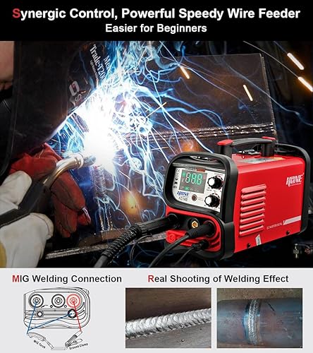 Miniatura 3 de HONE Soldador MIG de 110 V, soldador de núcleo de flujo real de 140 amperiossoldador de paloelevación TIG 3 en 1, inversor inteligente IGBT con