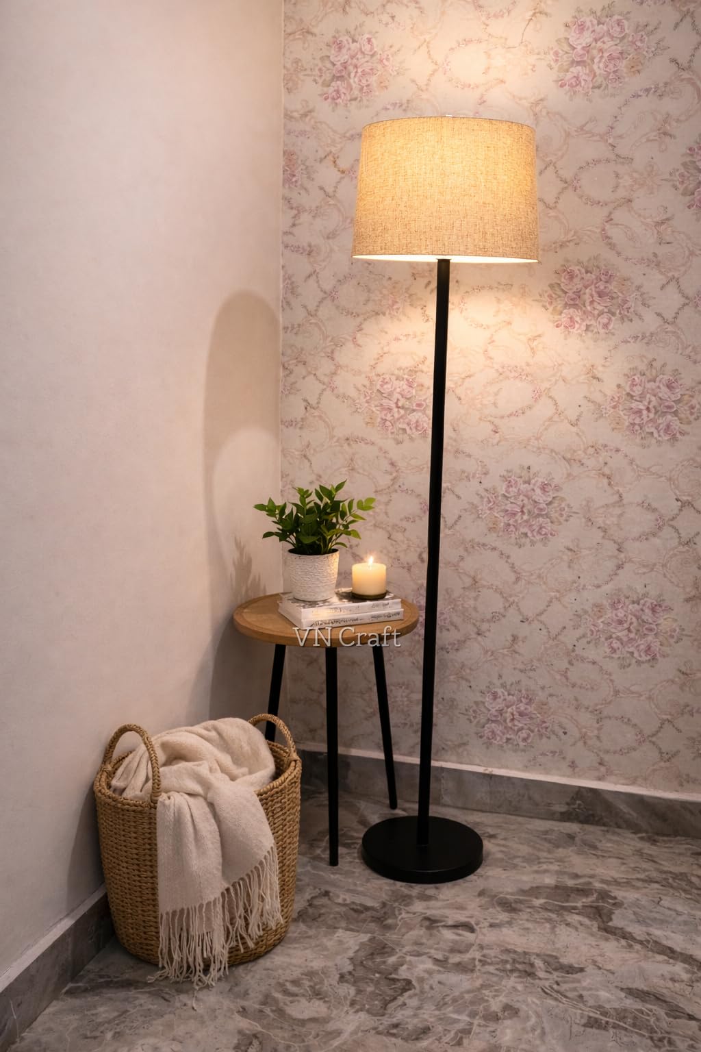 Metal Floor Lamp with Jute Shade 3 Foldable for Living Room, Bedroom | Modern Standing Lamp with Bulb Holder, Wire Included | Easy Assembly Home Decor Lamp (Warm Light Compatible)-image-31