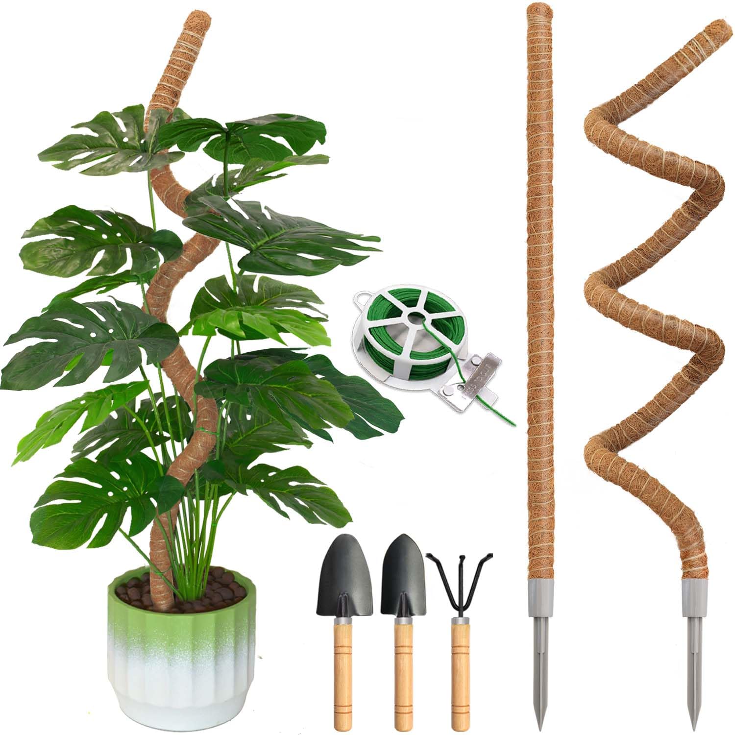 Moosstange, 119,9 cm, Moosstangen für Kletterpflanzen, Monstera, biegbare Kokosfaser-Pflanzstäbe für Topfpflanzen, Philodendron, Pothos (120 cm x 2 Stück)