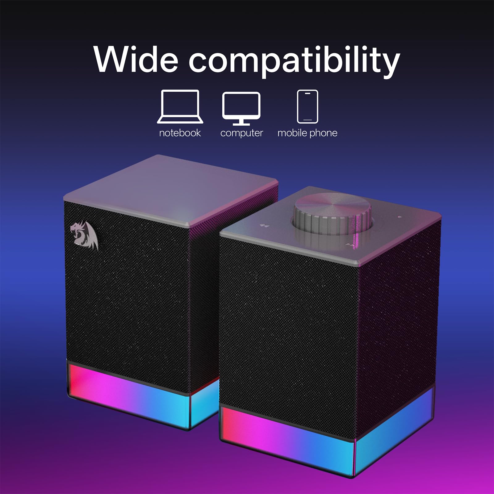 Redragon GS517 Haut Parleur Ordinateur RVB BT USB 8 Effets LED
