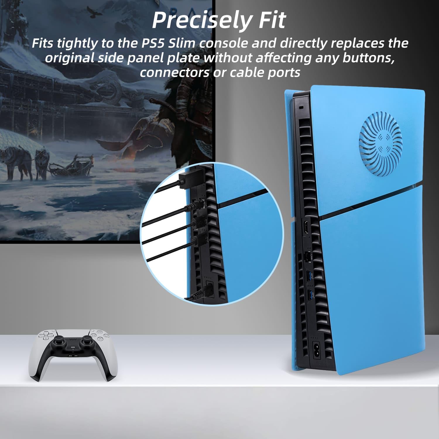 Piastre Copertura Per PS5 Slim Con Ventola Di Raffreddamento - Faceplate Antigraffio, ABS Nero