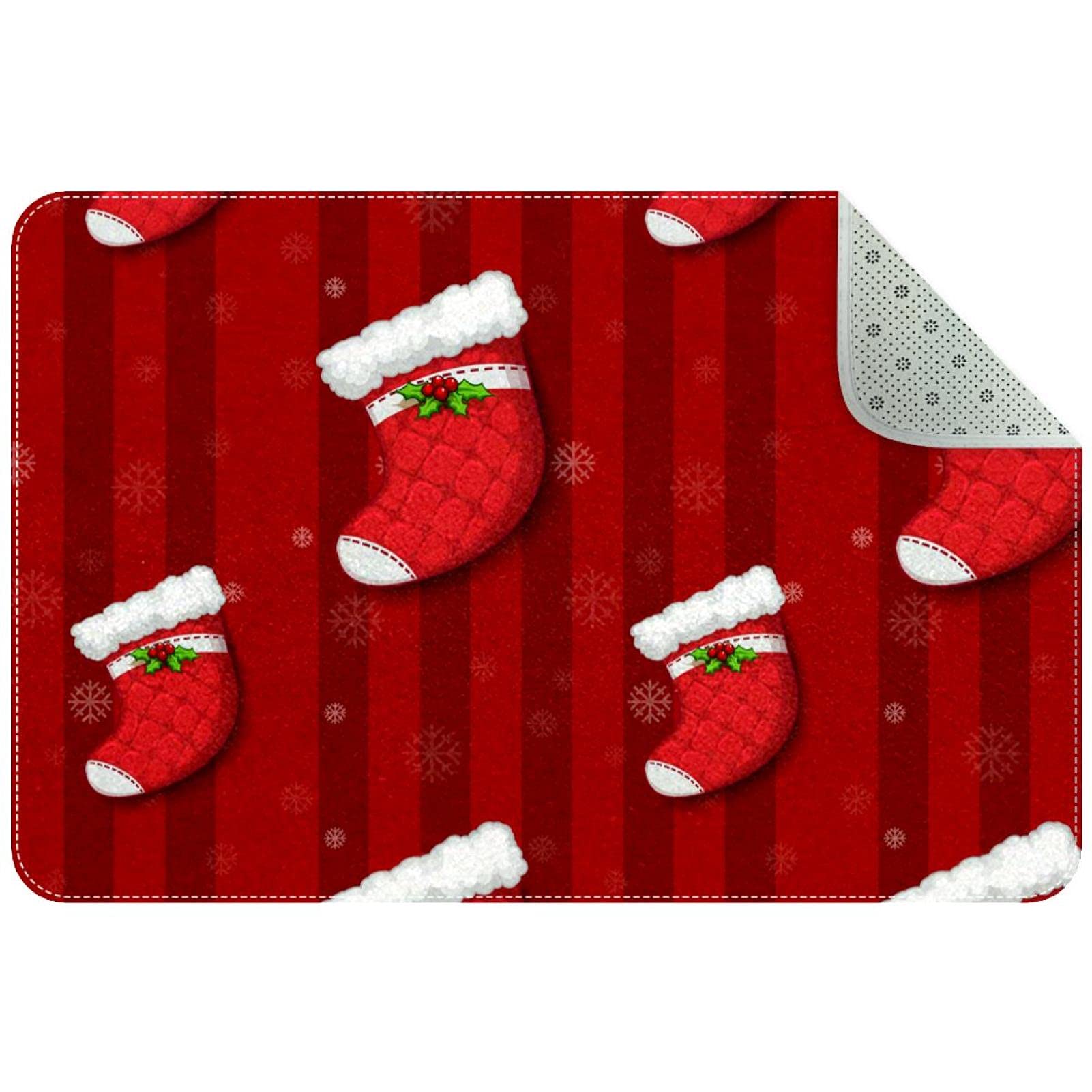 Paillasson de Noël absorbant en textile doux pour intérieur et extérieur