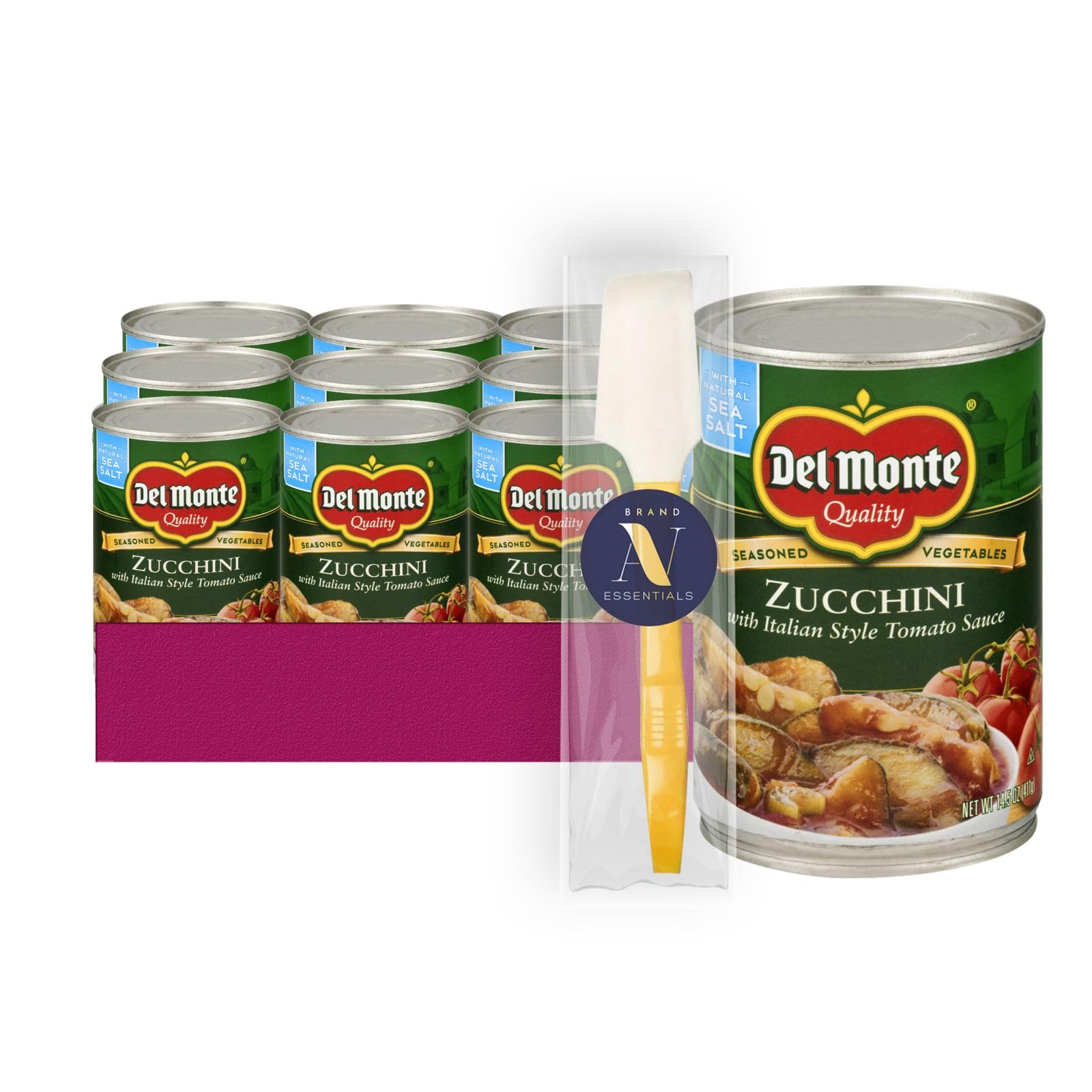Lavinia Essentials Bundle: 12- Pack of Zucchini Italian Style Tomato Sauce Canned Vegetables 14.5 oz Can + 1 Utility Prop