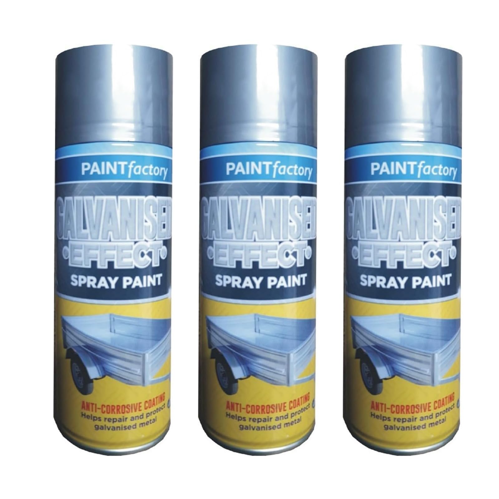 SDMAX Galvanised Effect Spray Paint, Corrosive Resistant Coating, Galvanised Finish, Repair and Protect Metal, Fast Drying Spray, Interior Exterior Use, 400ml (3 Pcs)