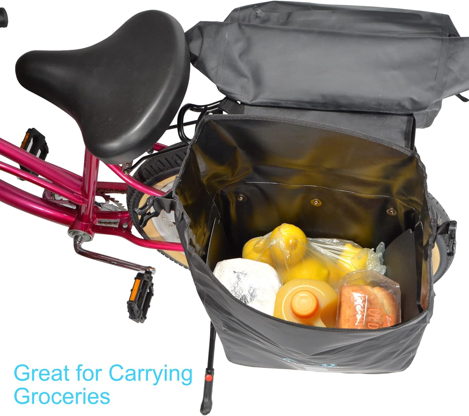 Lumintrail Waterproof Double Pannier Bike Bags 46L Bag Capacity for Rear Bicycle Rack, Carrying Handle, Safety Reflective Strips