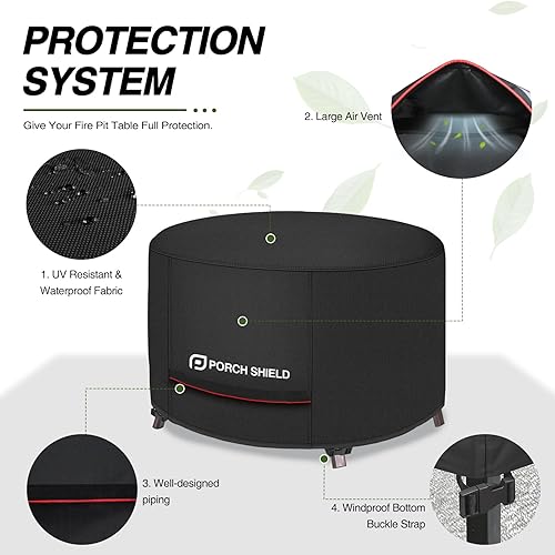 Miniatura 4 de Porch Shield Cubierta redonda para fogata de patio, resistente a la decoloración, impermeable, cubierta para fogata de exterior, 28 pulgadas, para