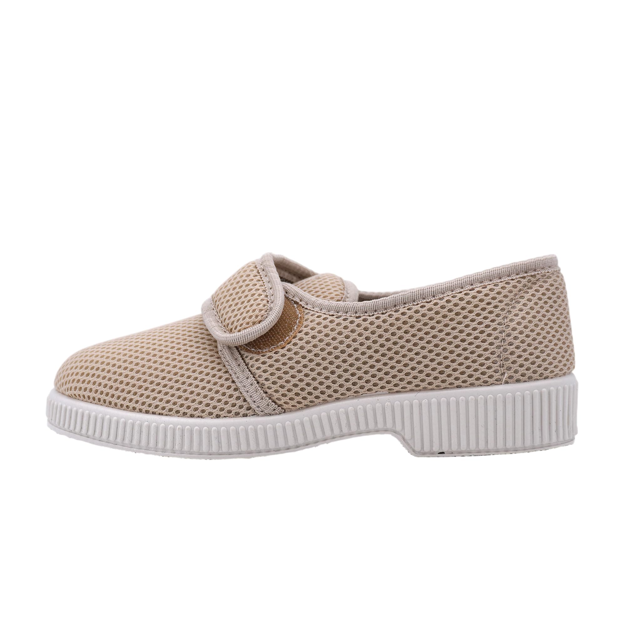JOMIX Chaussons Femme à Scratch Maille Respirante Ouverture Large Légers Confortables Semelle Antidérapante pour Parquet Carrelage Idéals Pieds Sensibles Senior Maison