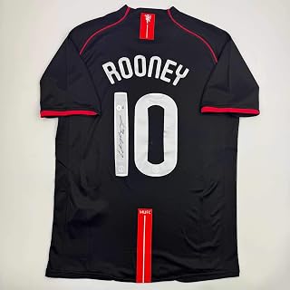 Autographed/Signed Wayne Rooney Manchester United Black 2008 Champions League Final Soccer Jersey