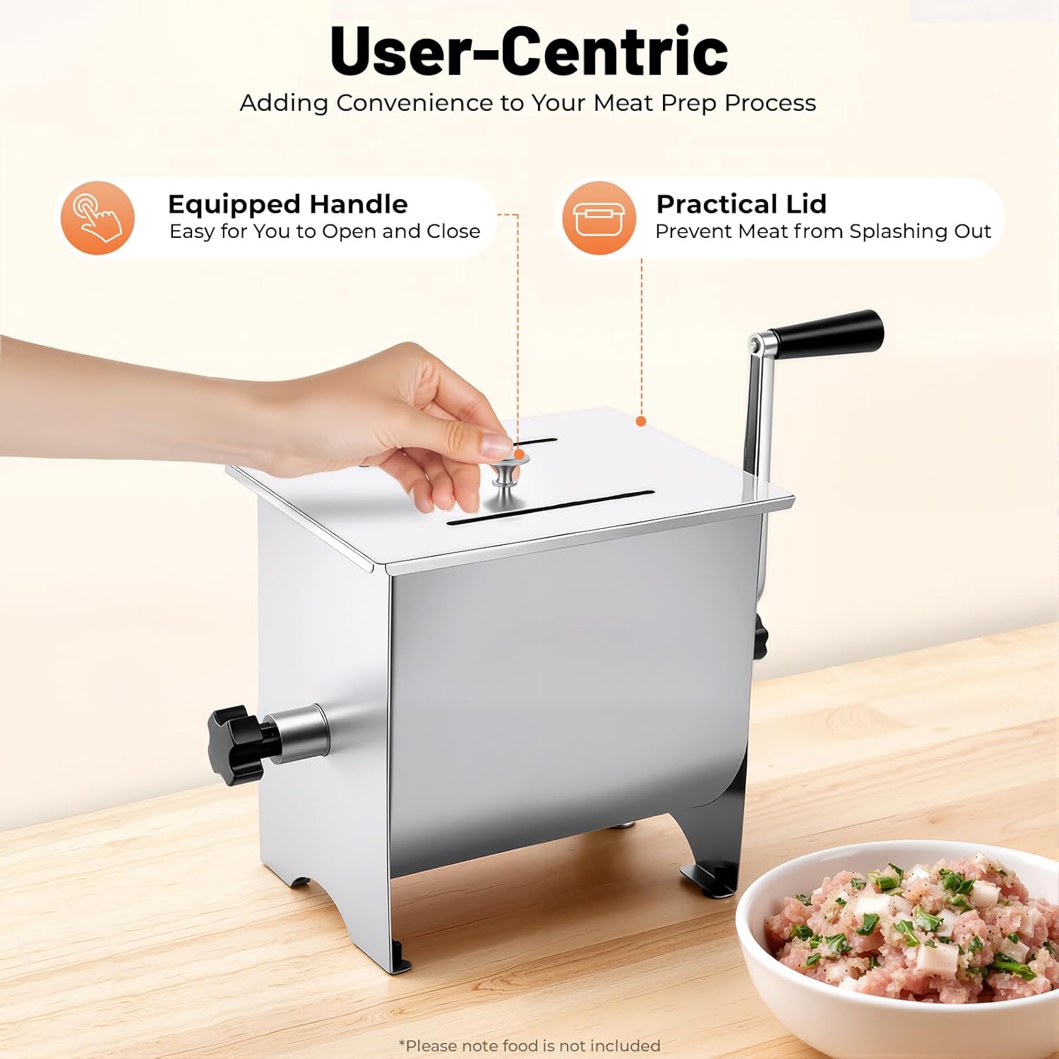 20lbs Manual Meat Mixer Stainless Steel Meat Mixer for Sausage Manual Meat Grinder Sausage Mixer Machine Meat Processing Equipment for Seasonings