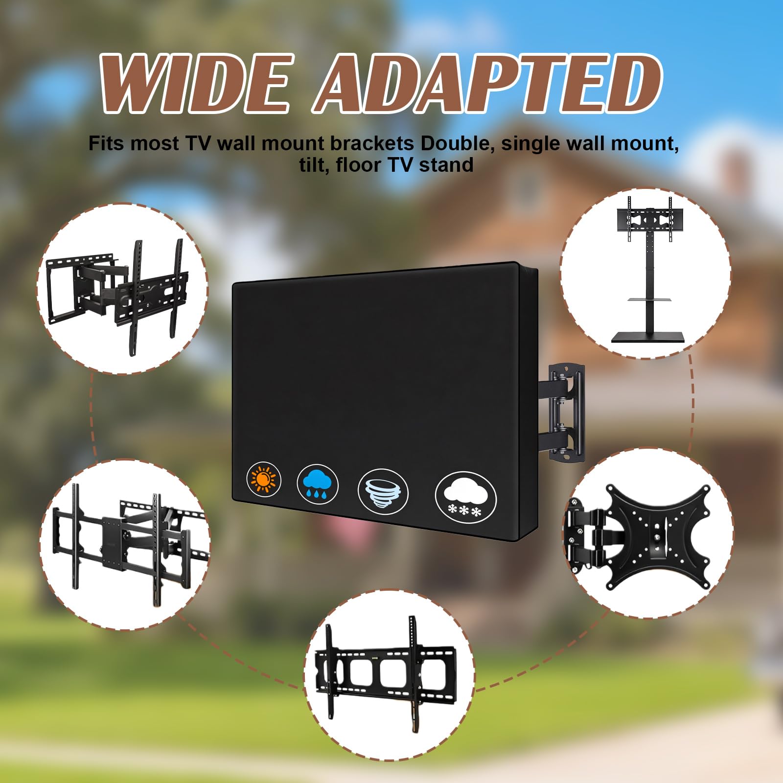 Cubierta para TV al aire libre, cubierta de protección de pantalla de TV, 600d tela Oxford, impermeable, a prueba de polvo, cubierta de TV para exteriores, 40" - 42", 42 x 26,5 x 5 pulgadas, negro