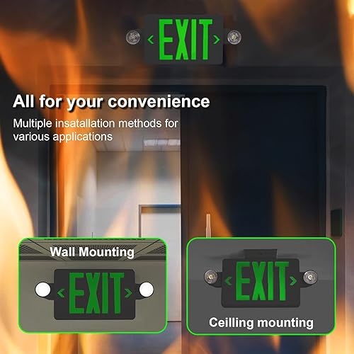 Miniatura 13 de CM MZY Luz de emergencia roja con dos cabezales ajustables, señal de salida LED con respaldo, estándares estadounidenses, certificado UL, combo