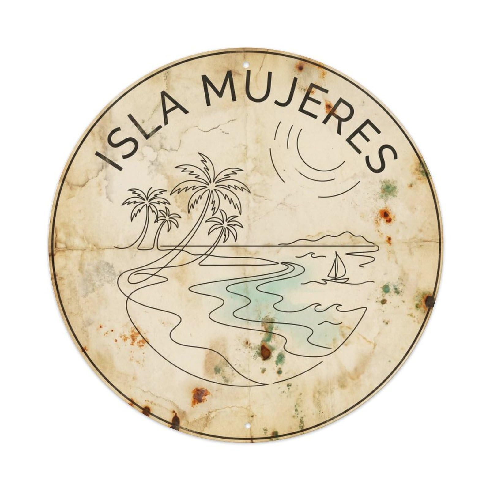 Isla Mujeres Island Beach Destination Minimalist Metal Tin Sign