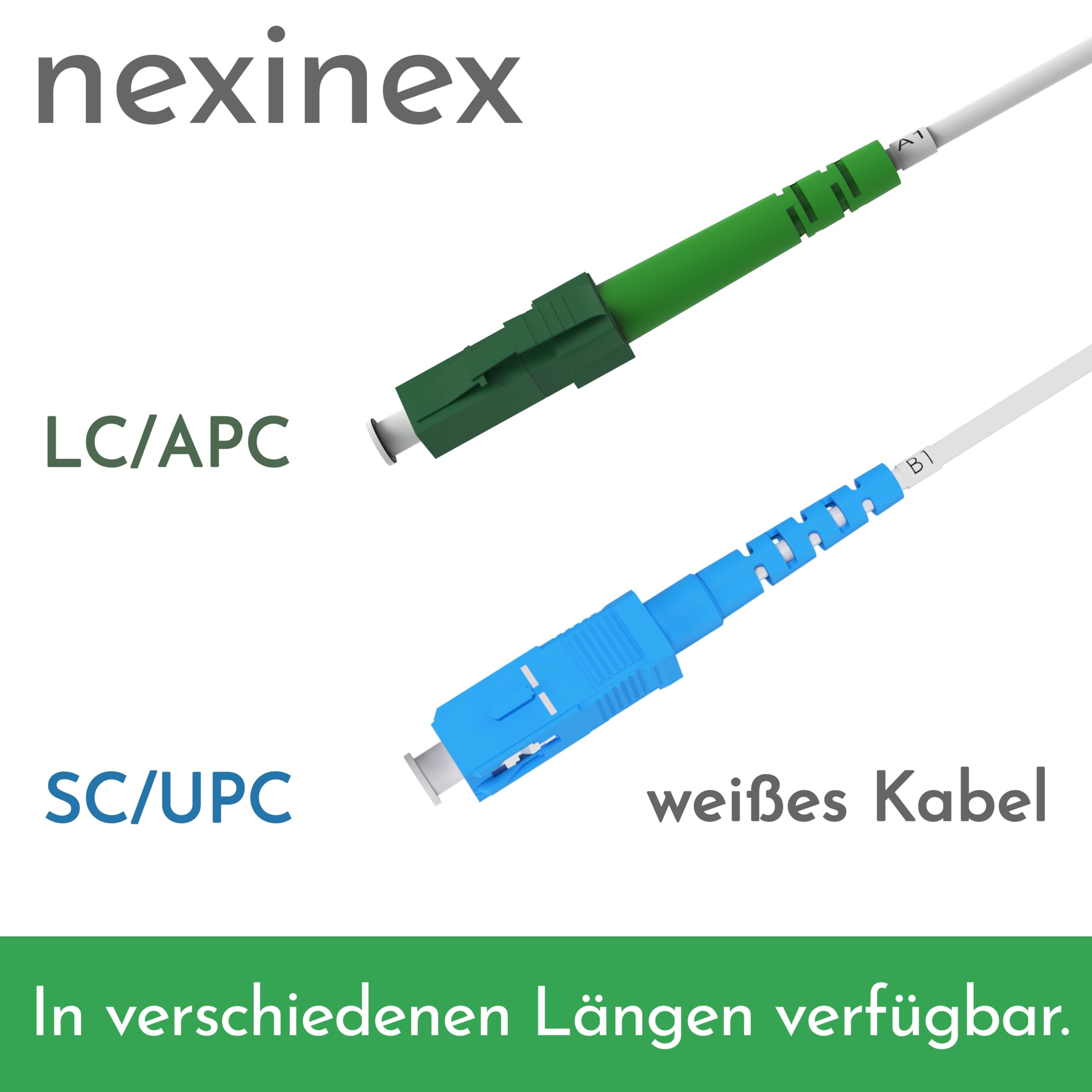 75m Câble Fibre Optique Blanc LC/APC vers SC/UPC | Simplex Monomode OS2 FTTH Câble Fibre Optique