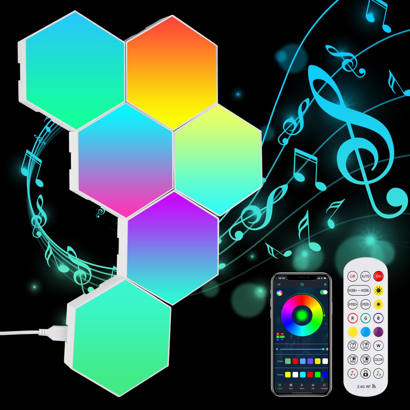 Hexagon 5 led - RGB - Lampen District - Hexagon RGB led verlichting