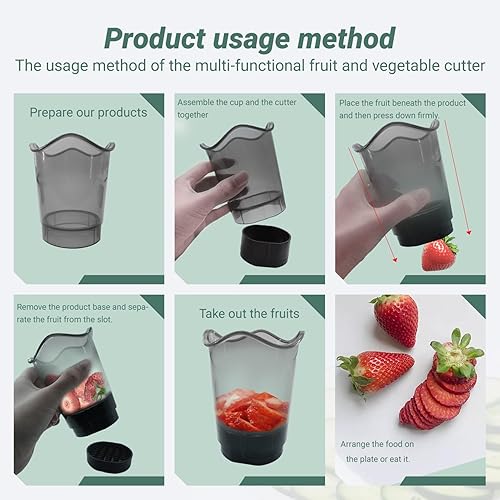 Miniatura 4 de Fresa Cortadora Multifuncional Frutas y Vegetales Cortador de Acero Inoxidable Taza Rápida Ensalada Fabricante (Cuerpo de botella transparente+2