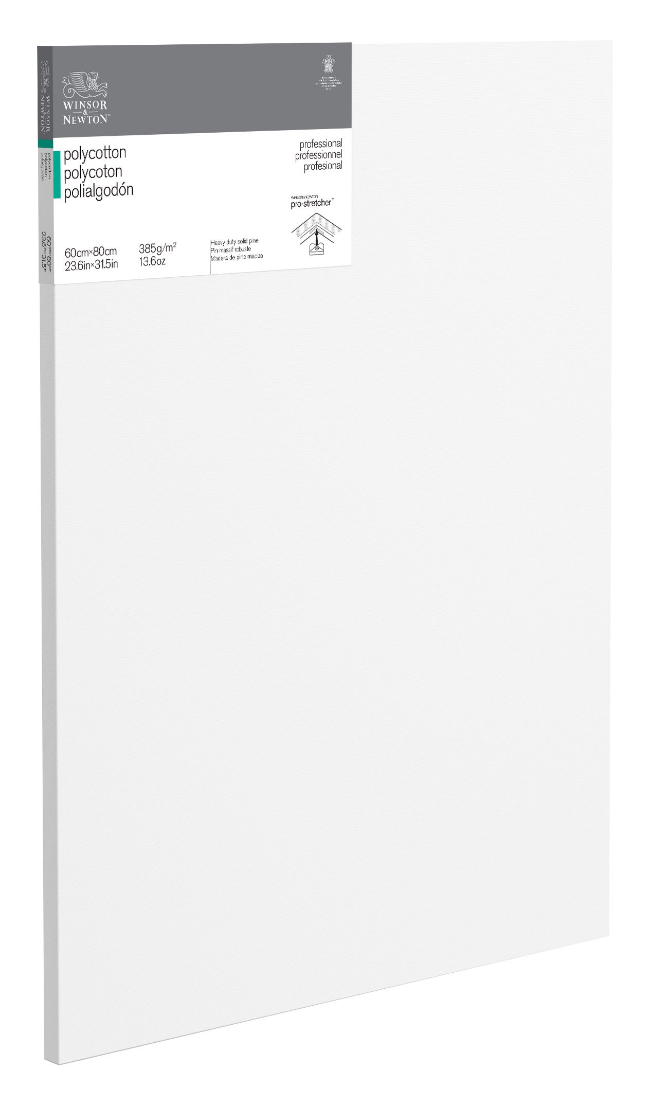Winsor & Newton 6206032 Professional Keilrahmen aus Baumwollmischgewebe, 385 g/m², 3-fach grundiert, mittlere Körnung, ideal für die Ölfarben und Acrylfarben - 60x80cm