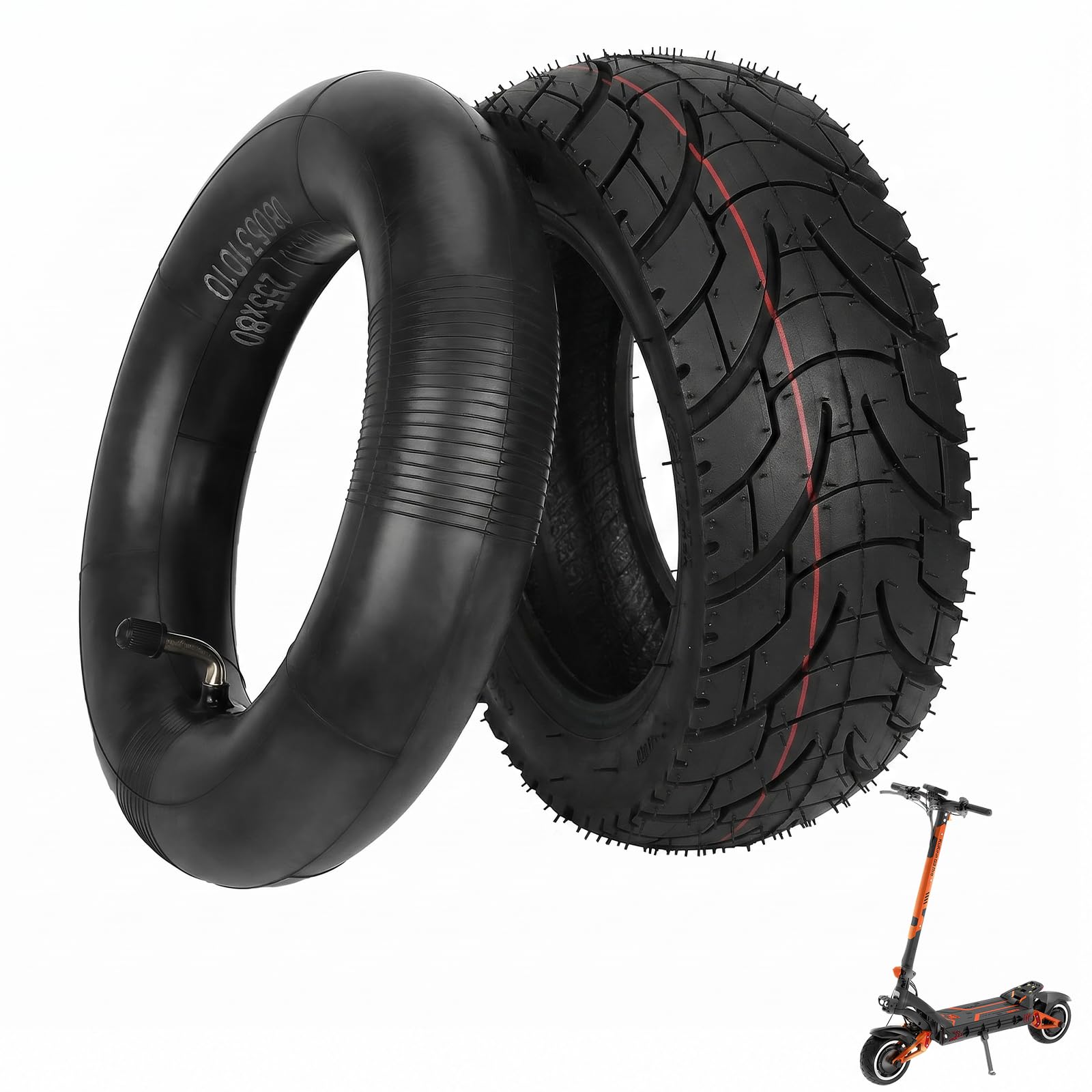 24 X 15 Ruote di Ricambio Pneumatici Esterni Interni per Kukirin G2 Max/Kukirin G3 Pro Monopattino elettrico 10 X 3.4 Pneumatici ispessiti (1 Camere d'Aria+Pneumatico Esterno)
