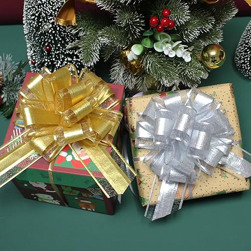 Miniatura 10 de 6 lazos de regalo grandes, lazos para envolver regalos, cesta y decoración de boda, lazos de envoltura de regalos de vacaciones y cumpleaños, lazos