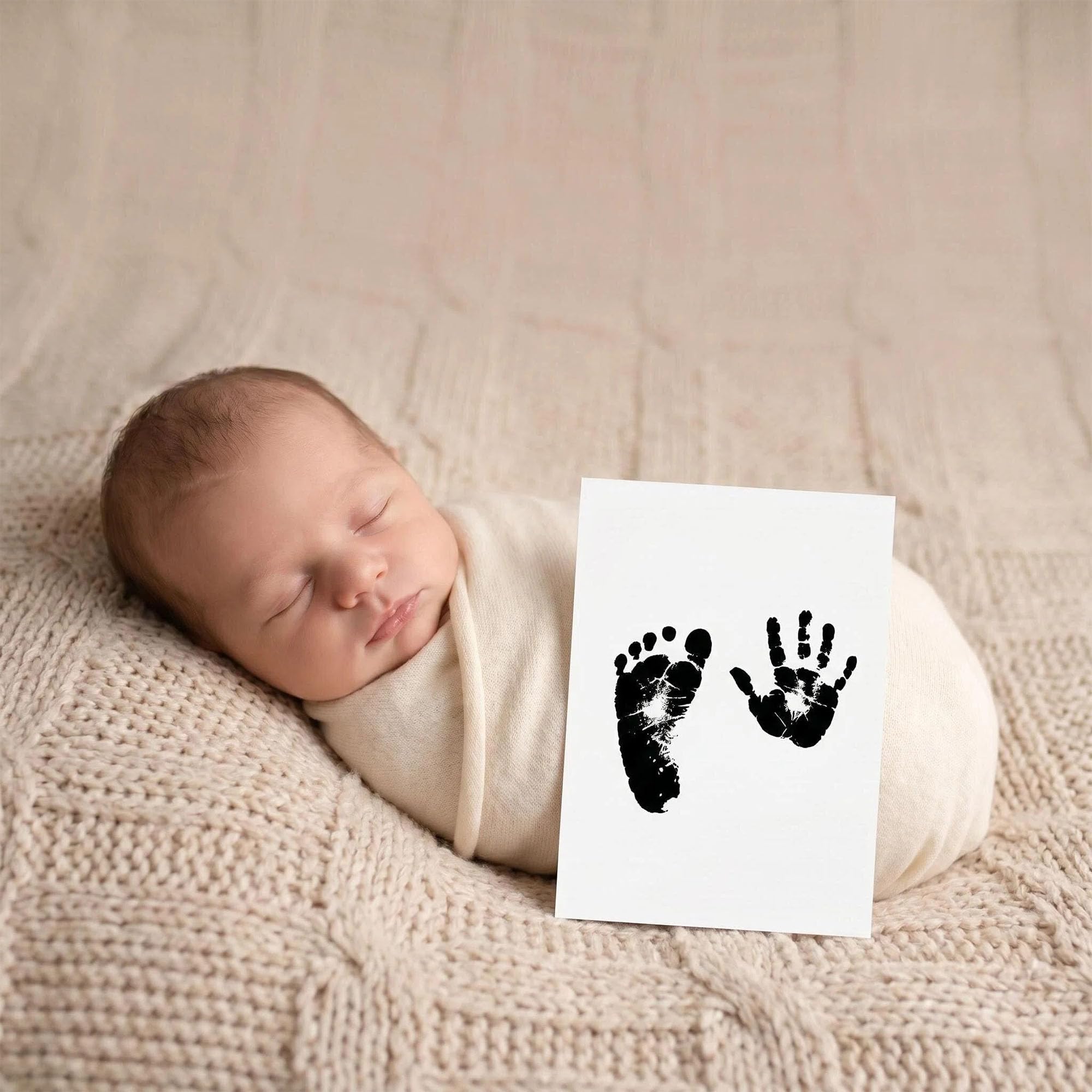 Kit Empreinte Bébé 2pces Pieds et Mains Clean Touch Cadre Photo Souvenirs Noir