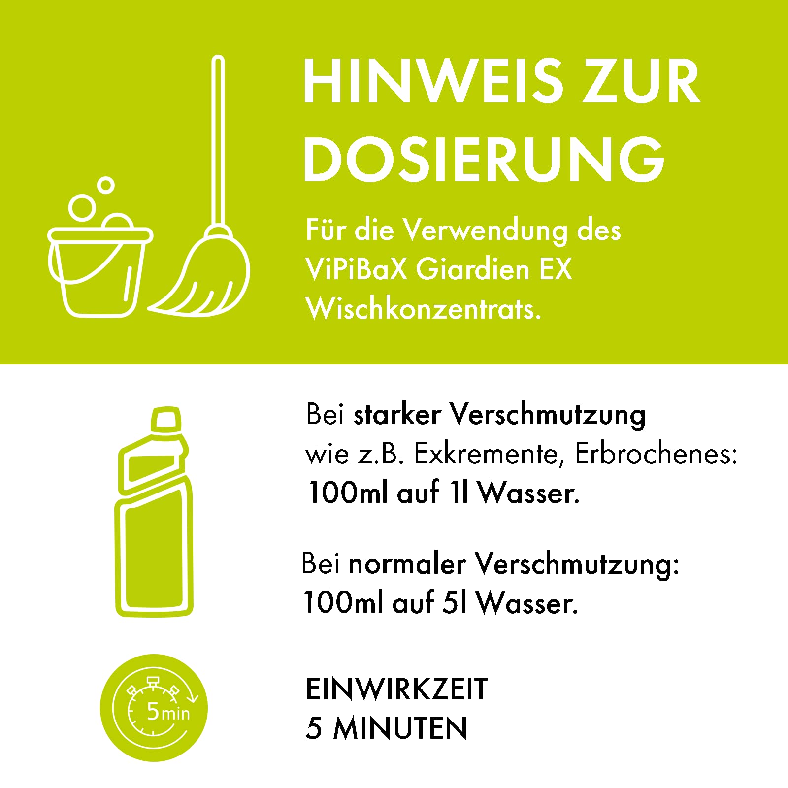 ViPiBaX Giardien Ex Wischkonzentrat 5L - DAS Desinfektionsmittel gegen Giardien, Bakterien, Pilze, Viren im Umfeld von Hunden, Katzen und Anderen Tieren,