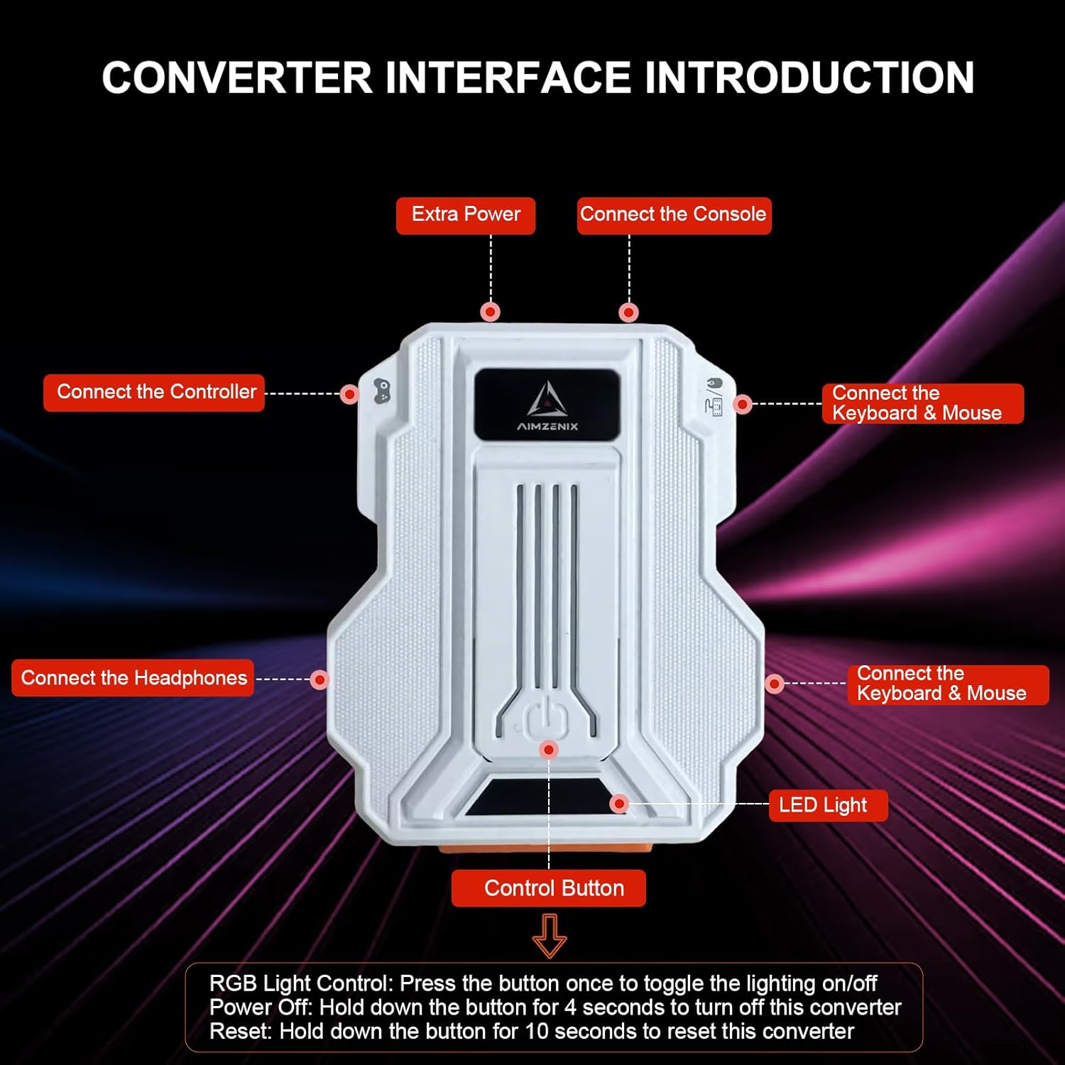 Keyboard and Mouse Adapter for Nintendo Switch 2 & Switch, Xbox Series X/S, Xbox One/360, PS3/PS4,Console Converter with 3.5mm Audio Jack, RGB Light,Support APP Custom Mapping/Mouse Sensitivity/Macro