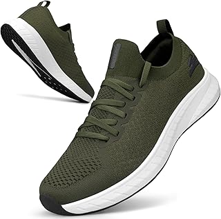 Puweco Zapatos para caminar ligeros y antideslizantes para hombre, transpirables, cómodos, para tenis, entrenamiento, gimnasio, con cordones