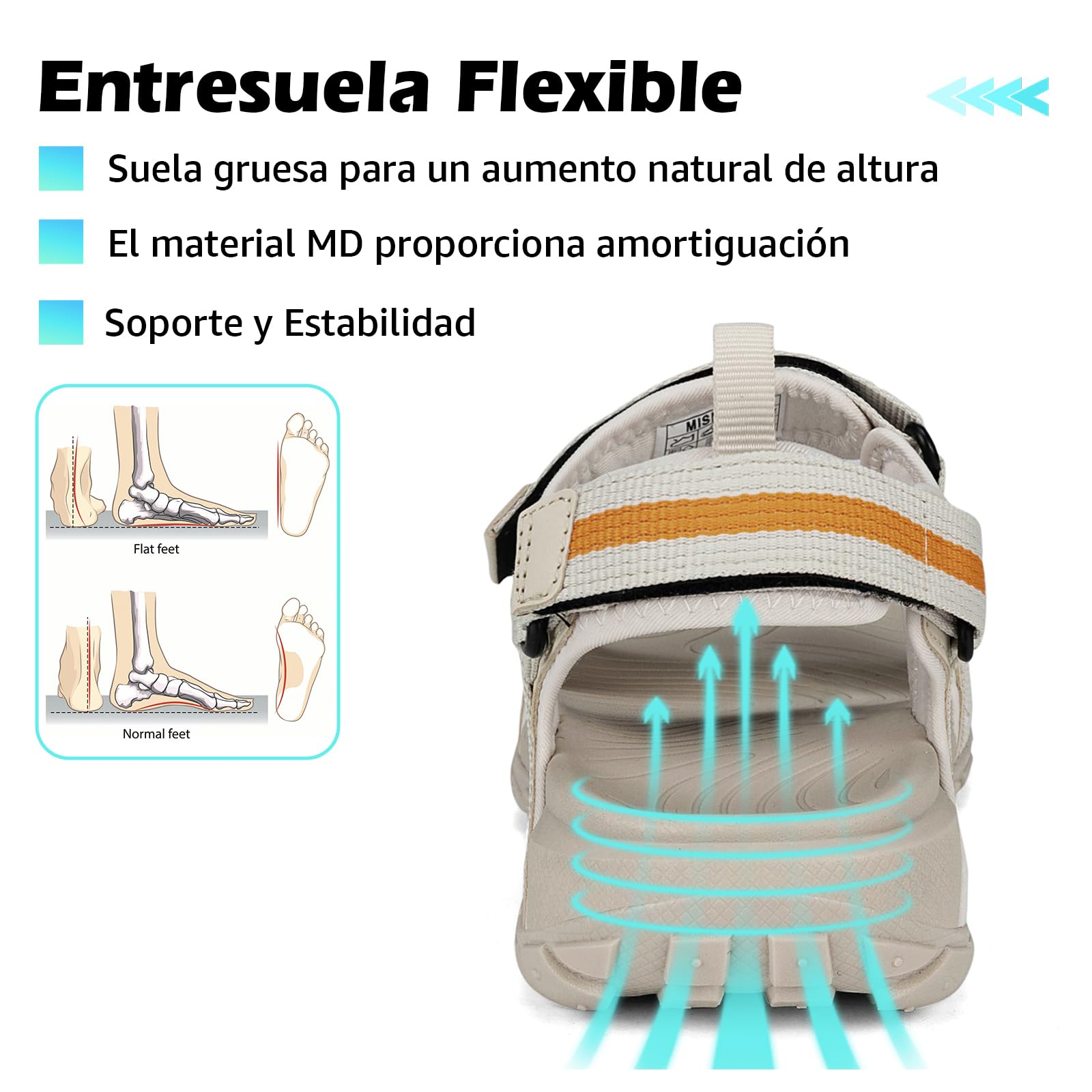 Mishansha Sandalias Mujer Verano Zapatos Trekking Deportivas con Punta Abierta Playa al Aire Libre 36-42 EU - 5