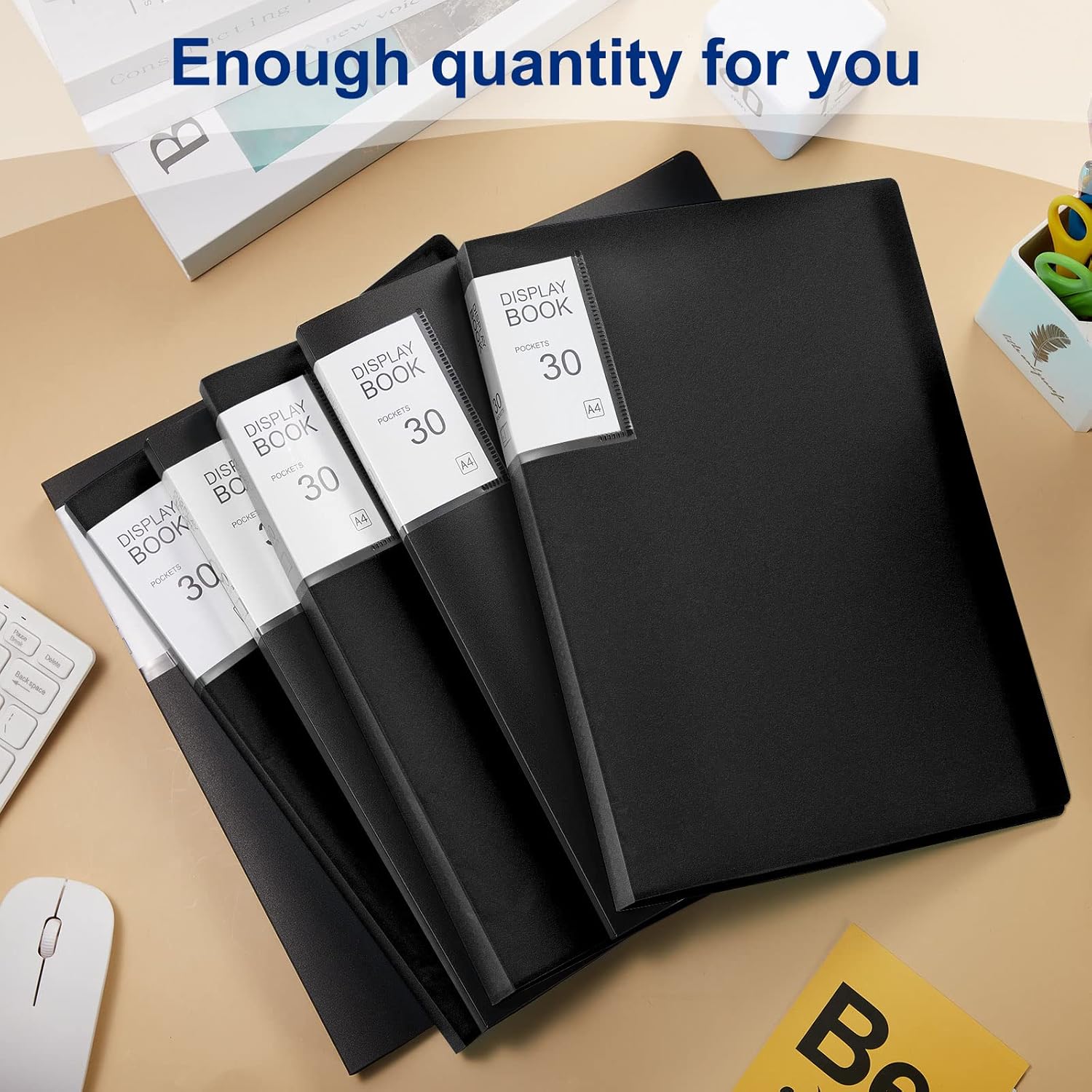 6 Pack Binder with Plastic Sleeves 30 Pocket Presentation Book Binder 8.5 x 11 Inch Art Portfolio Folder with Clear Sheet Protector,Display 60 Pages Folder Flipchart for Artwork(Black)