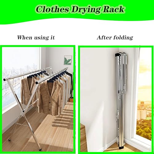 Miniatura 6 de Estante de secado de ropa plegable para lavandería, estantes para secadora de ropa en interiores, tendedero portátil de ropa al aire libre, soporte