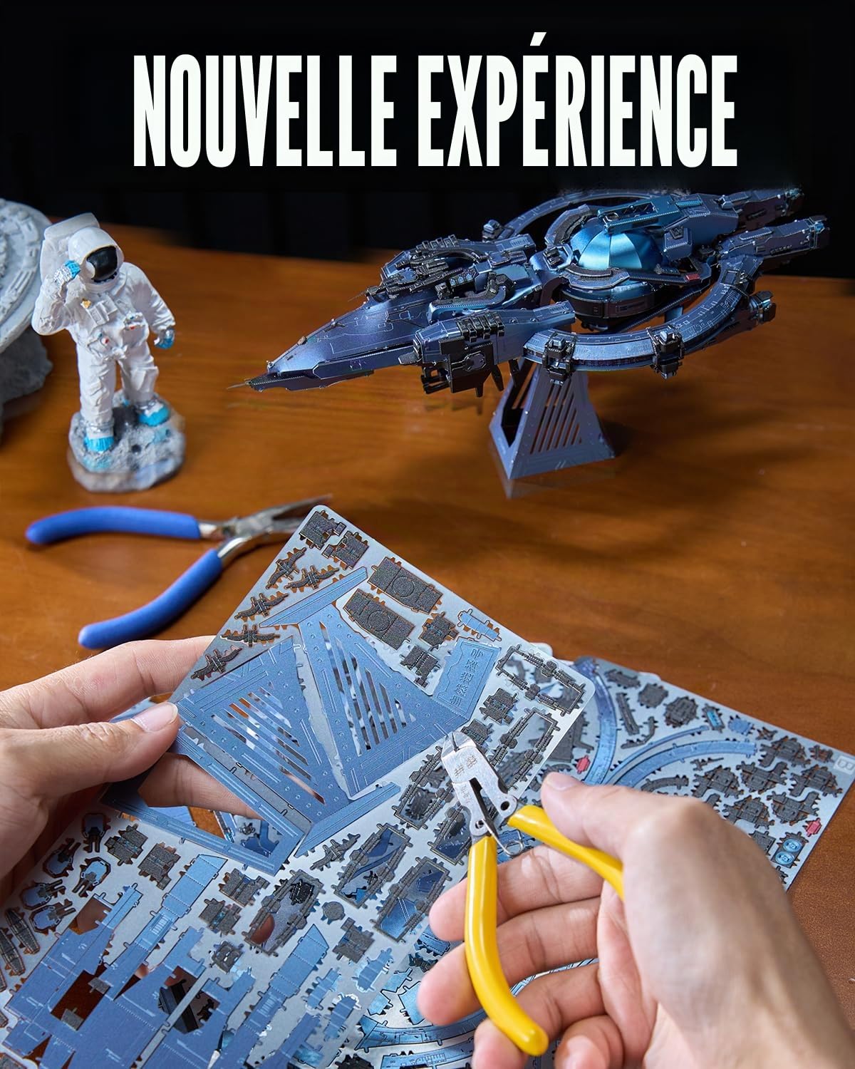 Piececool Puzzle 3D Maquette Metal Vaisseau Spatial Sélection Naturelle, Problème à Trois Corps Maquette Adulte Modèle Cuirassé Spatial, Puzzles 3D Acier Inoxydable, Cadeaux, Collection, 378 Pièces