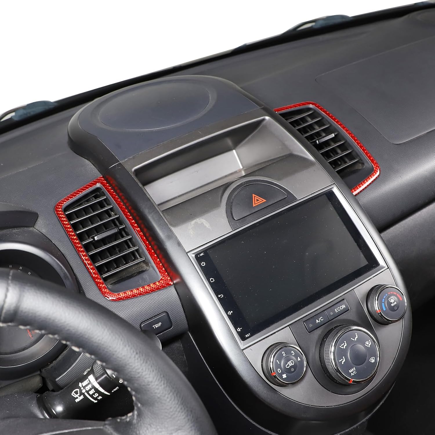 PIUGILH Car Center Console Air Vent Outlet Frame Panel Cover, Soft Carbon Fiber Air-Conditioner Vent Outlet Cover Trim for Kia Soul 2009 2010 2011 2012 2013 Accessories, 2Pcs (Red)