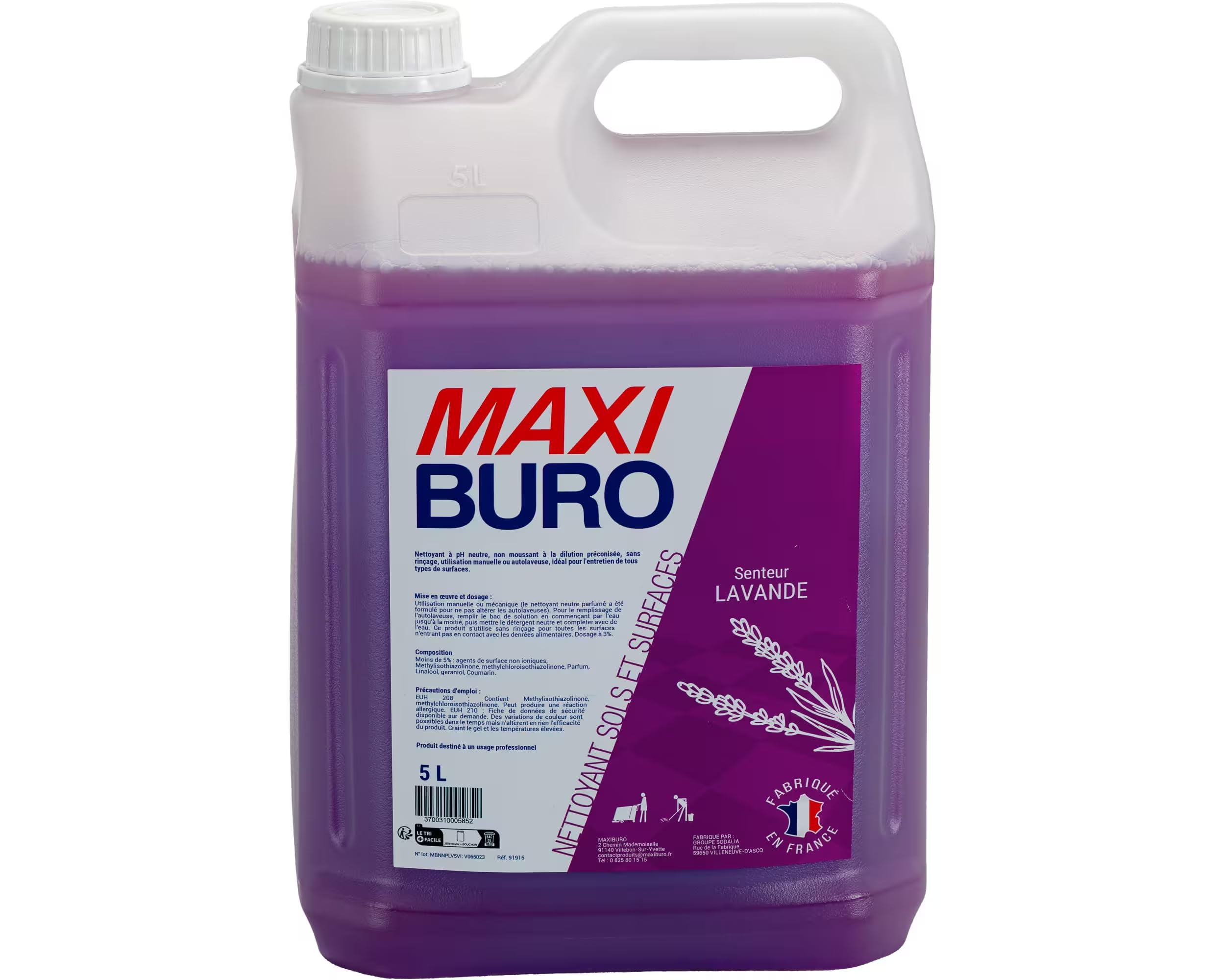Nettoyant sol 5 L parfum lavande - Maxiburo