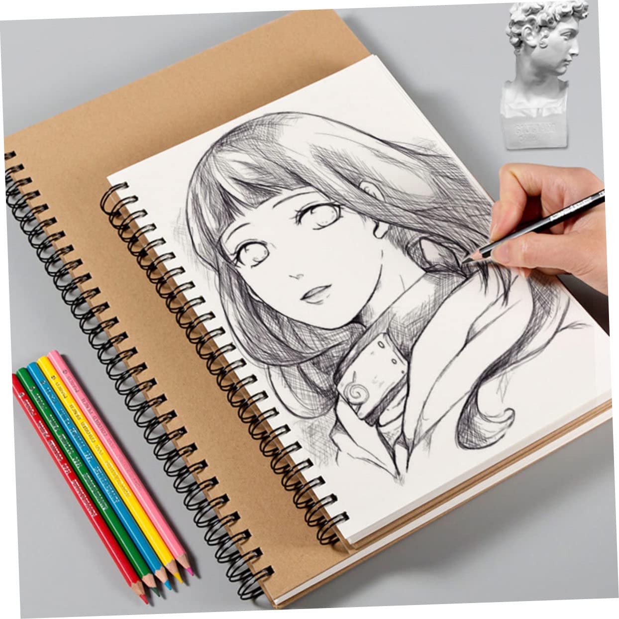 PLAFOPE Carnet de Croquis à Spirale, Papier à Dessin Épais, 60 Pages, Ouverture à Plat, pour Dessiner Esquisses