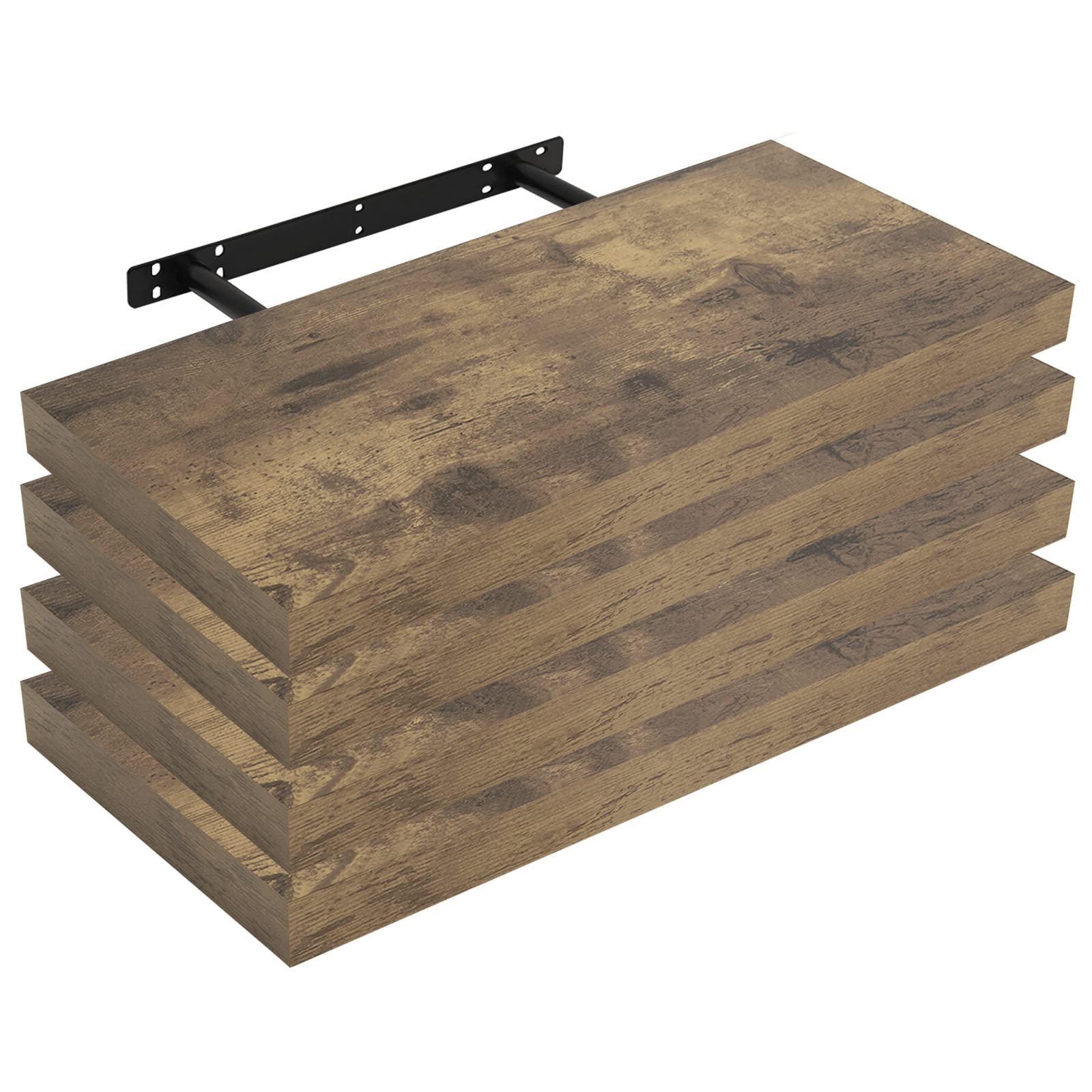 WOLTU 4 Pcs Floating Shelf Wooden Wall Shelves Storage Rustic Brown Display Shelf 50cm Long for Bathroom, Bedroom, Office, Living Room RG9368hov-4 — image 1