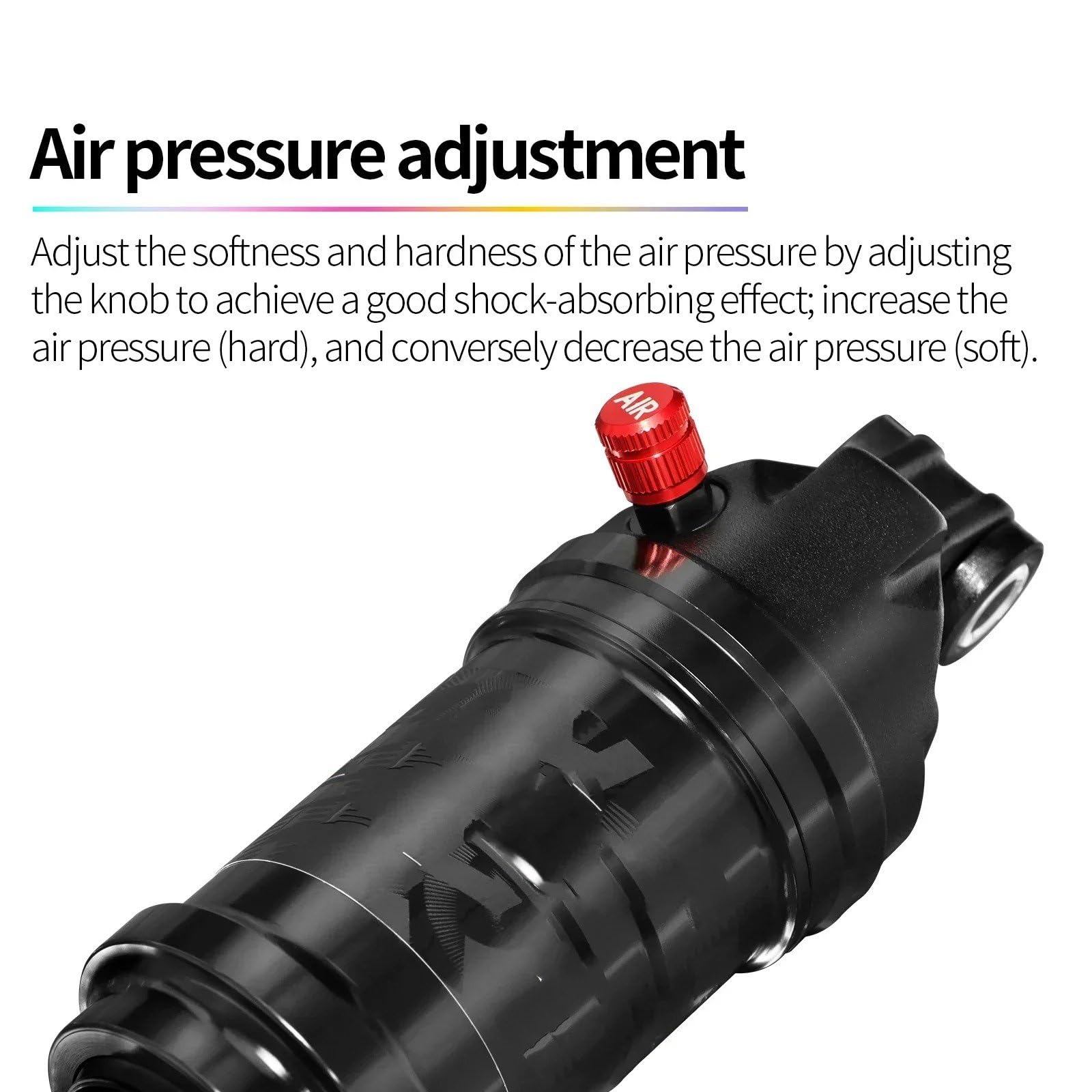Amortiguador Eje Delantero Amortiguador Trasero Aire para Bicicleta Montaña, Longitud 125Mm, 150Mm, 165Mm 190Mm, Presión Aire Ajustable. Amortiguador Eje Trasero(165mm)