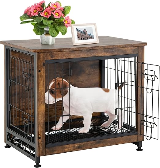 COSTWAY Hundekäfig Tierkäfig, Hundebox im Möbelstil mit Tischoberfläche & 2 Türen