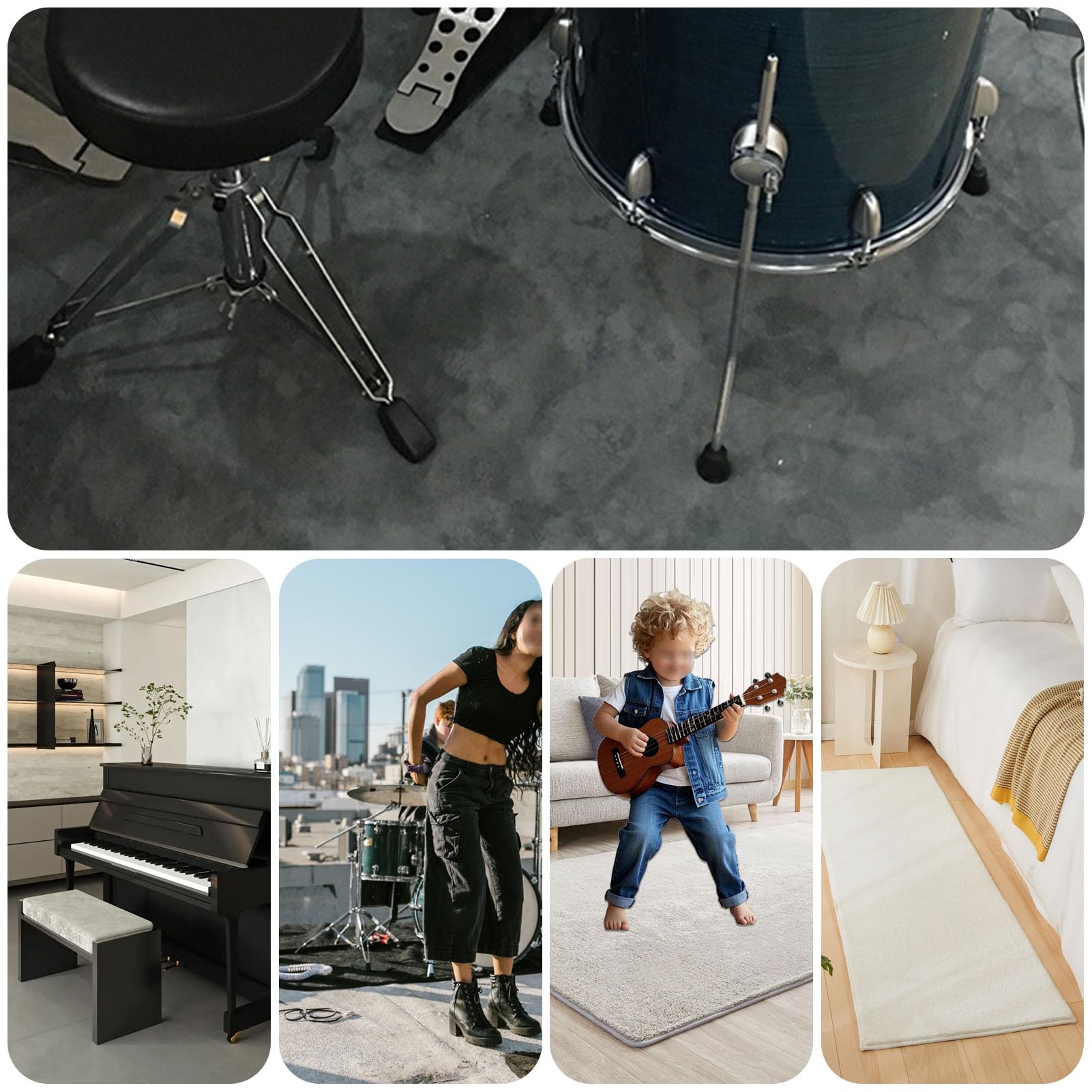 Tappetino Insonorizzato Batteria, Antiscivolo Tappeto per Batteria, Carpet Drum Mat, Tappeto per Batteria e Strumenti a Percussione, Tappeto Batteria Elettronica 120x80cm/47.24x31.5inch