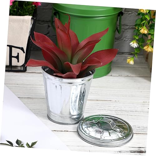 Miniatura 6 de SOLUSTRE 1 mini bote de basura con tapas, contenedores pequeños, caja de arena con cubierta, soporte para bolígrafo de encimera, contenedor de